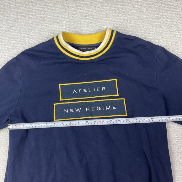 Men's Atelier New Regime ANR Long Sleeve M Yellow/Navy Blue Embroidery - Picture 8 of 15